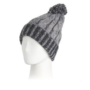 TURTLE FUR Charcoal Recycled Emma Beanie With Pom Accent